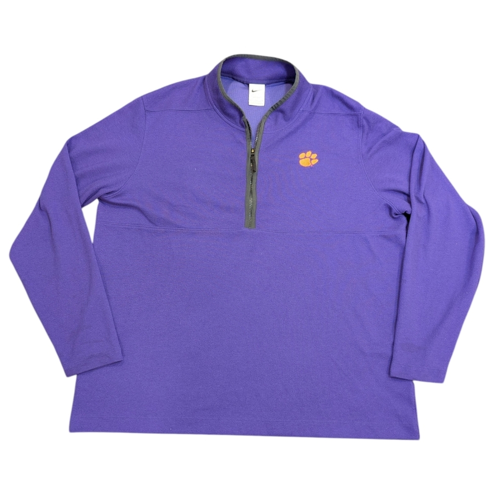 Nike Dri-Fit Clemson Tigers Purple Quarter Zip Long Sleeve Pullover Sz XXL